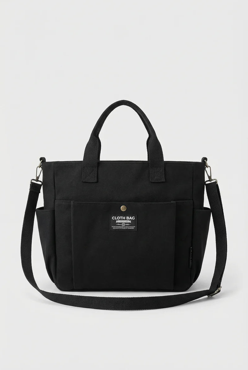 Women’s Canvas Tote Bag Large Zip Closure Adjustable Crossbody Strap