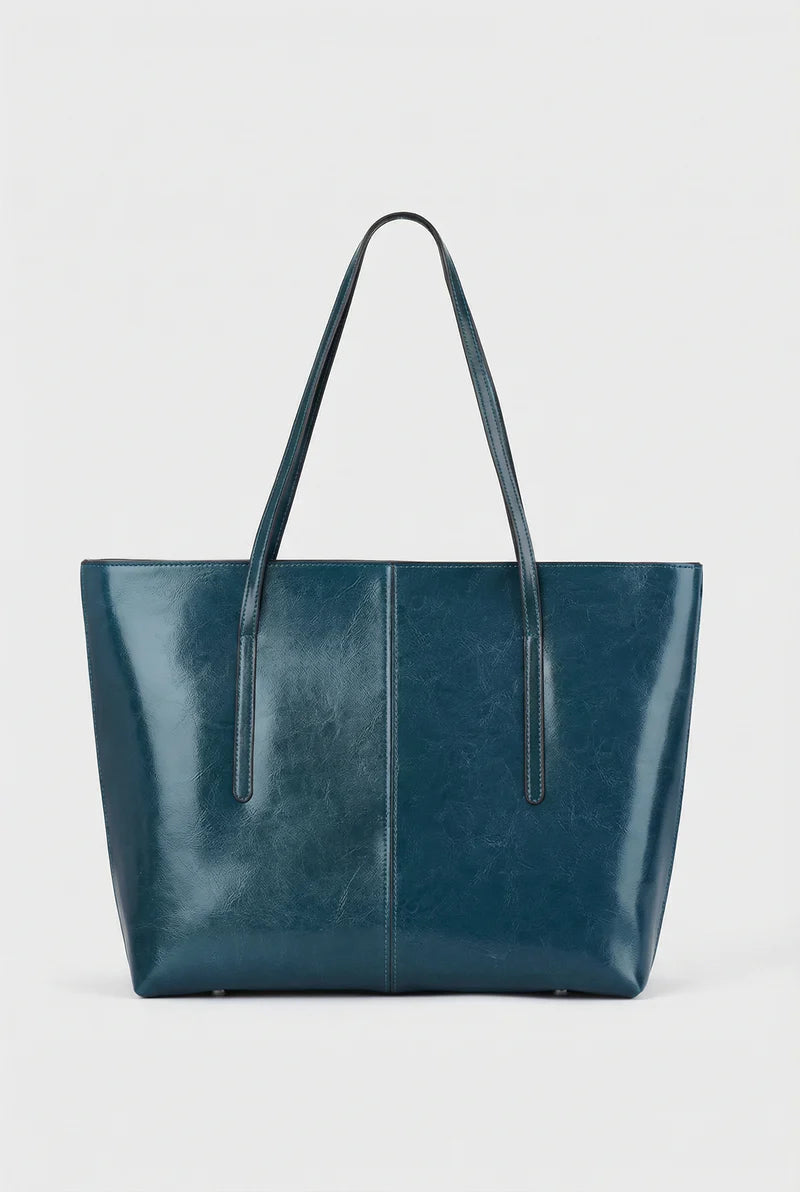 Women’s Leather Tote Bag Large Structured Open Top Shoulder Straps